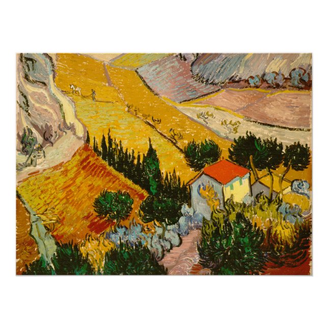 Landscape with House and PloughmaVincent van Gogh  Poster (Front)