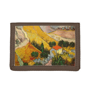 Landscape with House and PloughmaVincent van Gogh Tri-fold Wallet