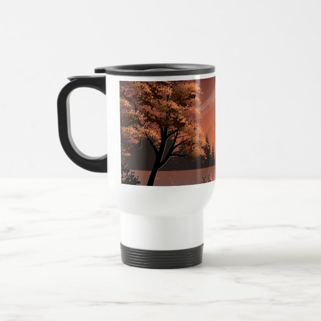 Landscape with Lake and Deers Illustration-51207 Travel Mug (Left)