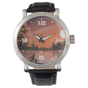 Landscape with Lake and Deers Illustration-51207 Watch