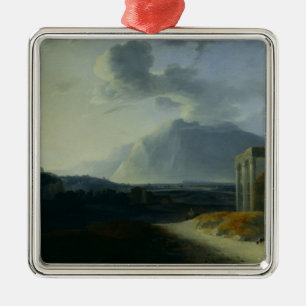 Landscape with Mount Stromboli Metal Ornament