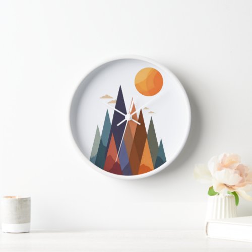 Landscape With Mountains and Sun Clock