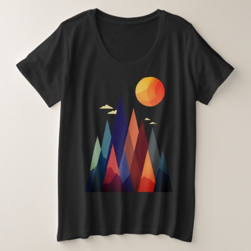 Landscape With Mountains and Sun Plus Size T_Shirt