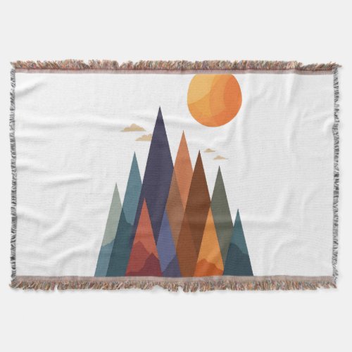 Landscape With Mountains and Sun Throw Blanket