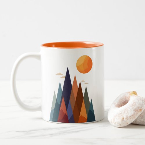 Landscape With Mountains and Sun Two_Tone Coffee Mug