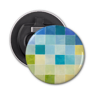 Landscape with Multicolored Pixilated Squares Bottle Opener