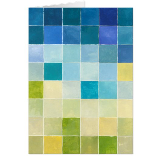 Landscape with Multicolored Pixilated Squares Cards (Front)