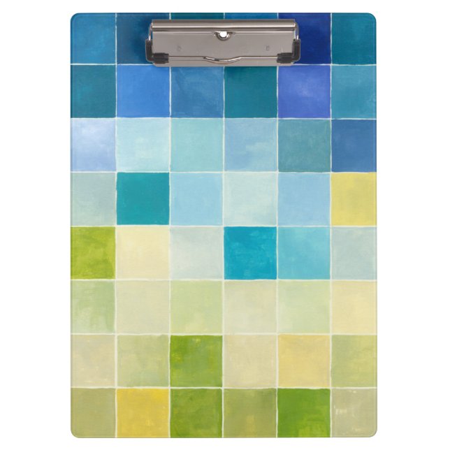 Landscape with Multicolored Pixilated Squares Clipboard (Front)