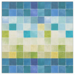 Landscape with Multicolored Pixilated Squares Fabric