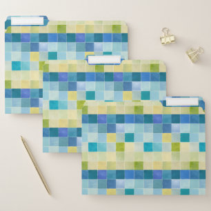 Landscape with Multicolored Pixilated Squares File Folder