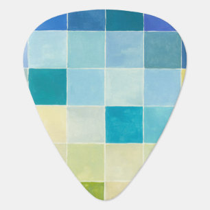 Landscape with Multicolored Pixilated Squares Guitar Pick