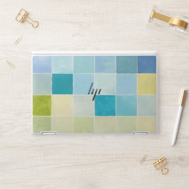 Landscape with Multicolored Pixilated Squares HP Laptop Skin (Desk)