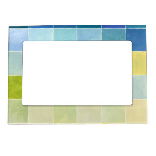 Landscape with Multicolored Pixilated Squares Magnetic Photo Frame