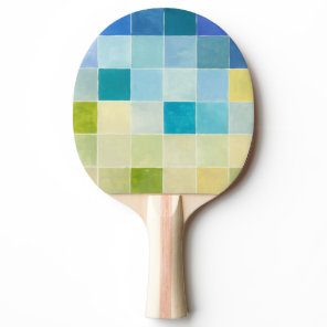 Landscape with Multicolored Pixilated Squares Ping Pong Paddle