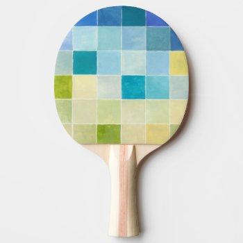 Landscape With Multicolored Pixilated Squares Ping Pong Paddle by worldartgroup at Zazzle