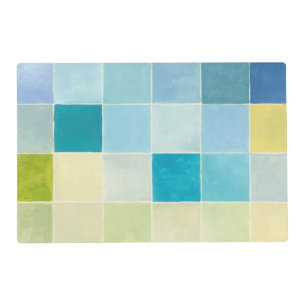 Landscape with Multicolored Pixilated Squares Placemat