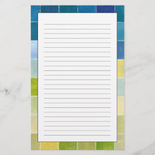 Landscape with Multicolored Pixilated Squares Stationery