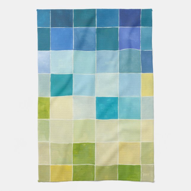 Landscape with Multicolored Pixilated Squares Towel (Vertical)