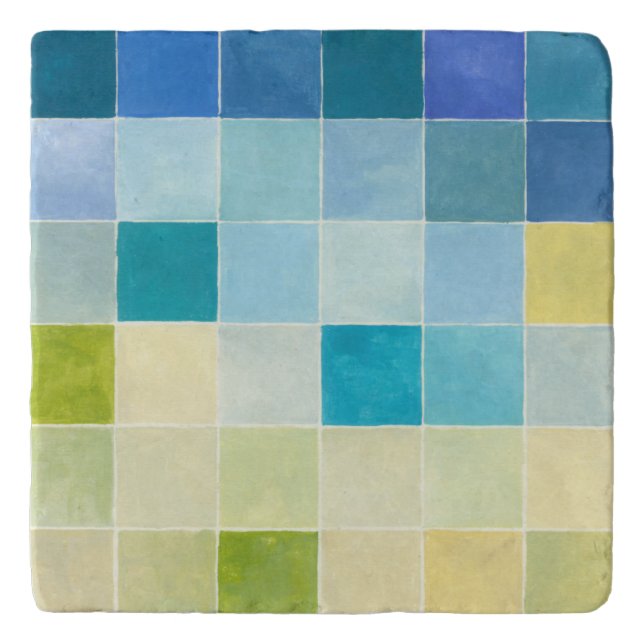Landscape with Multicolored Pixilated Squares Trivet (Front)