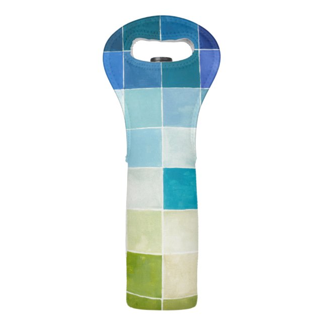 Landscape with Multicolored Pixilated Squares Wine Bag (Back)