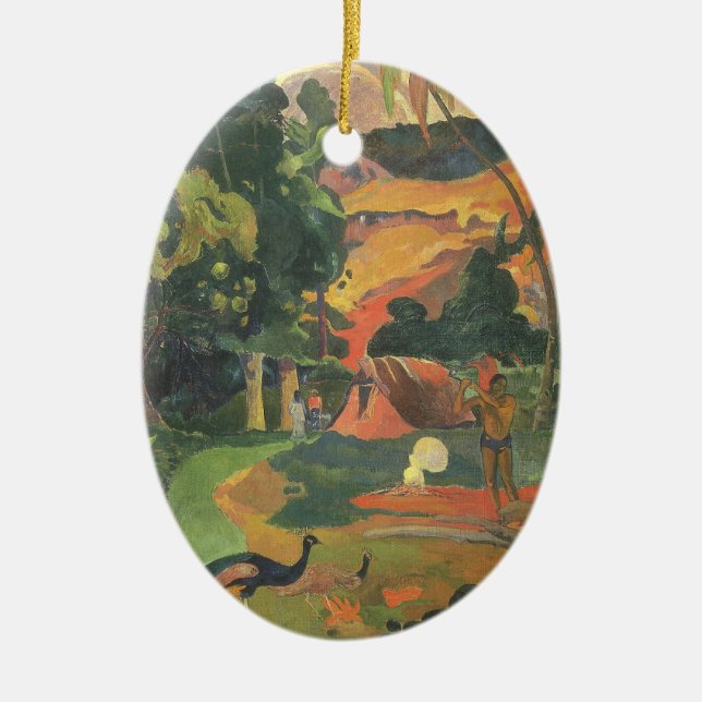 Landscape with Peacocks by Paul Gauguin Ceramic Ornament (Front)