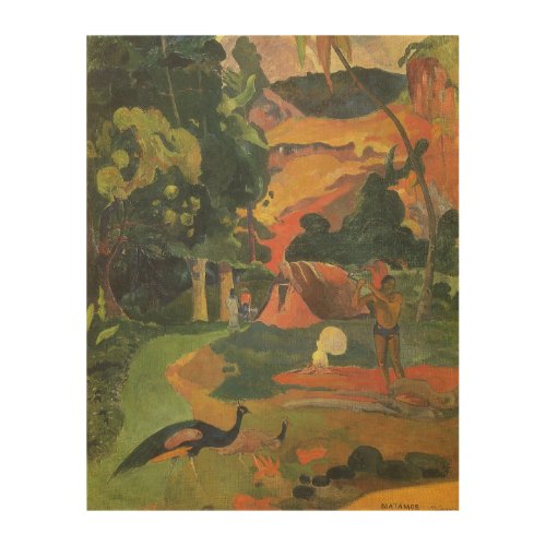 Landscape with Peacocks by Paul Gauguin Wood Wall Art