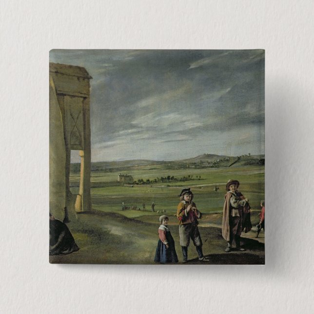 Landscape with Peasants, c.1640 Button (Front)