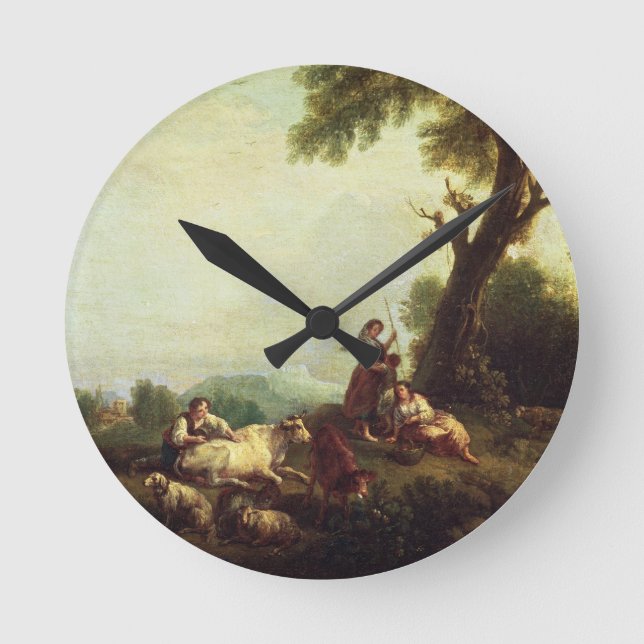 Landscape with Peasants Watching a Herd of Cattle Round Clock (Front)