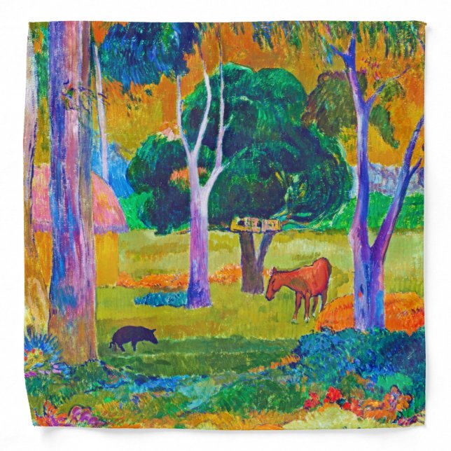 Landscape with Pig and Horse, Gauguin Bandana (Front)