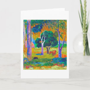Landscape with Pig and Horse, Gauguin Card