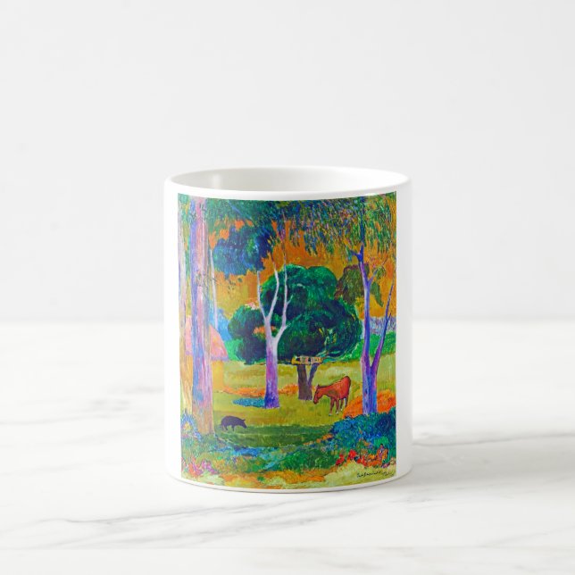 Landscape with Pig and Horse, Gauguin Coffee Mug (Center)