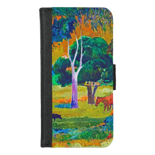 Landscape with Pig and Horse, Gauguin iPhone Wallet Case (Front)