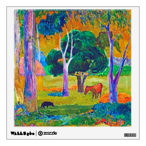 Landscape with Pig and Horse Gauguin Wall Decal