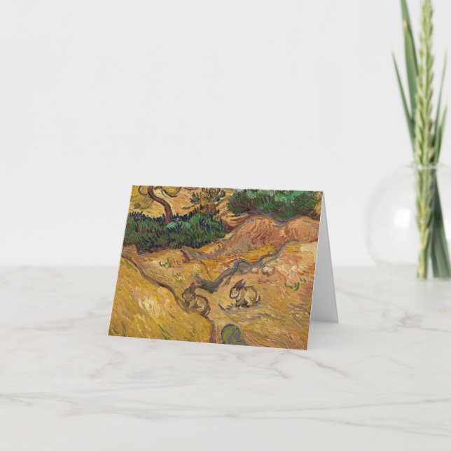 Landscape with Rabbits, 1889 by Vincent van Gogh Thank You Card (Front)