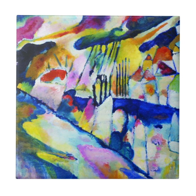 Landscape with Rain by Wassily Kandinsky Ceramic Tile (Front)