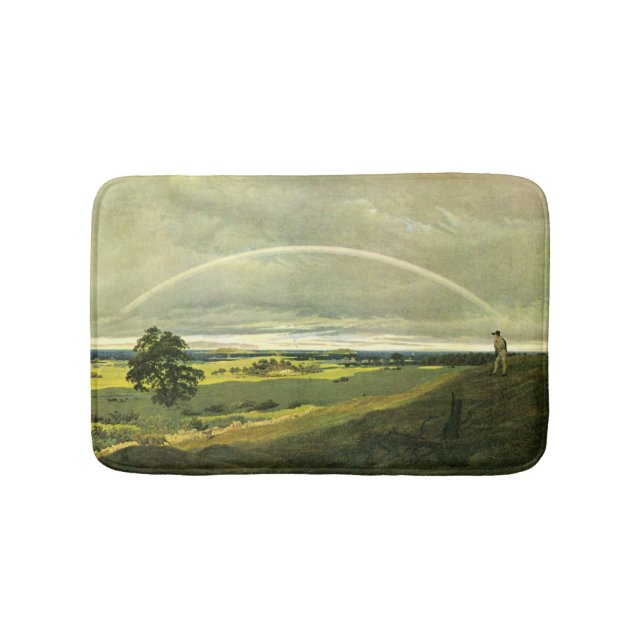 Landscape with Rainbow (by Caspar David Friedrich) Bath Mat (Front)