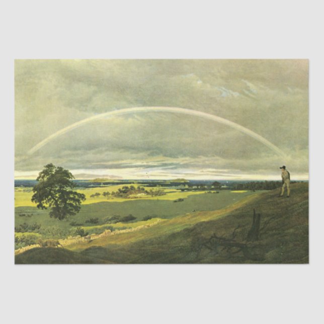 Landscape with Rainbow (by Caspar David Friedrich) Tissue Paper (Front)