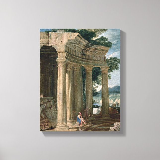Landscape with ruins and a shepherd canvas print (Front)