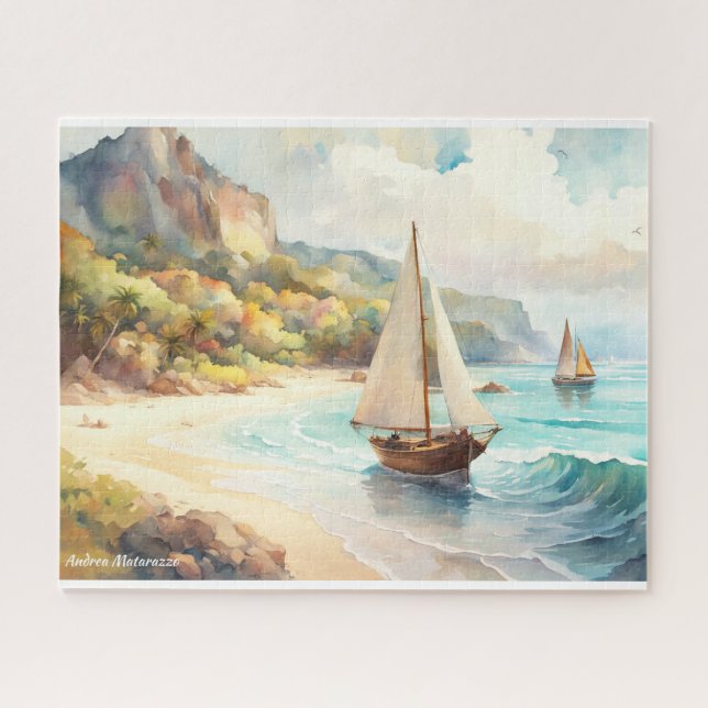 Landscape with sea and sailing ships jigsaw puzzle (Horizontal)