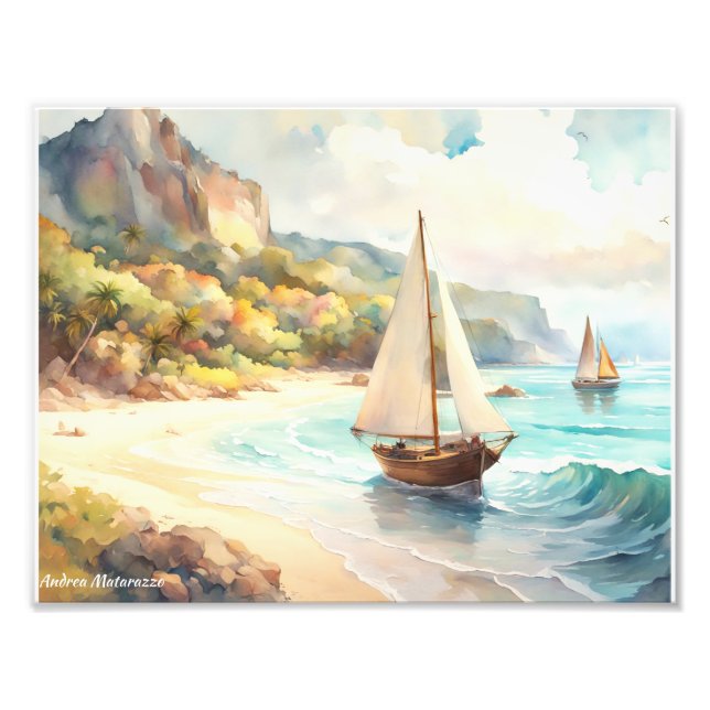 Landscape with sea and sailing ships photo print (Front)