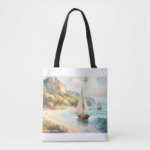 Landscape with sea and sailing ships tote bag