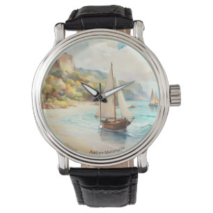 Landscape with sea and sailing ships watch
