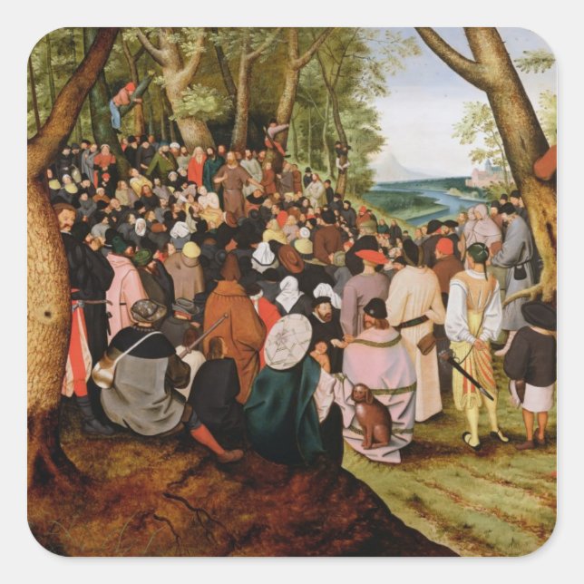 Landscape with St. John the Baptist Preaching Square Sticker (Front)