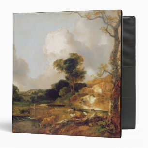 Landscape with Stream and Weir (oil on canvas) 3 Ring Binder
