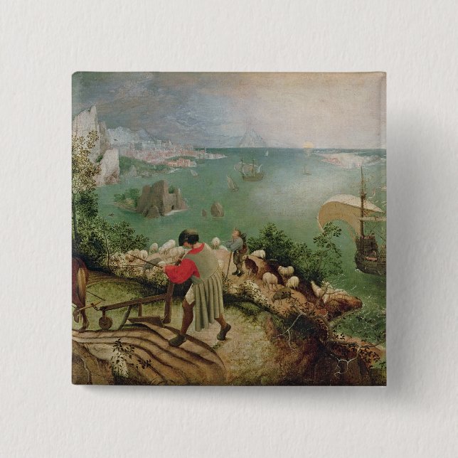 Landscape with the Fall of Icarus, c.1555 Pinback Button (Front)