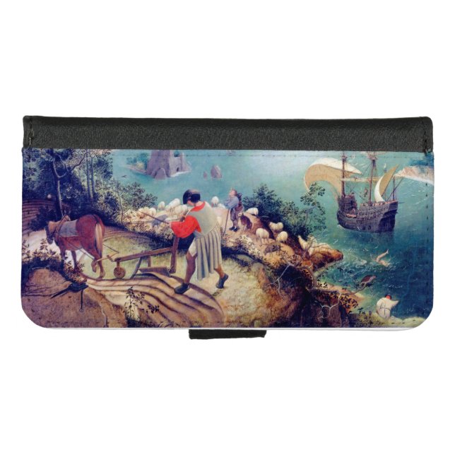 Landscape with the Fall of Icarus, Pieter Bruegel iPhone Wallet Case (Front (Horizontal))