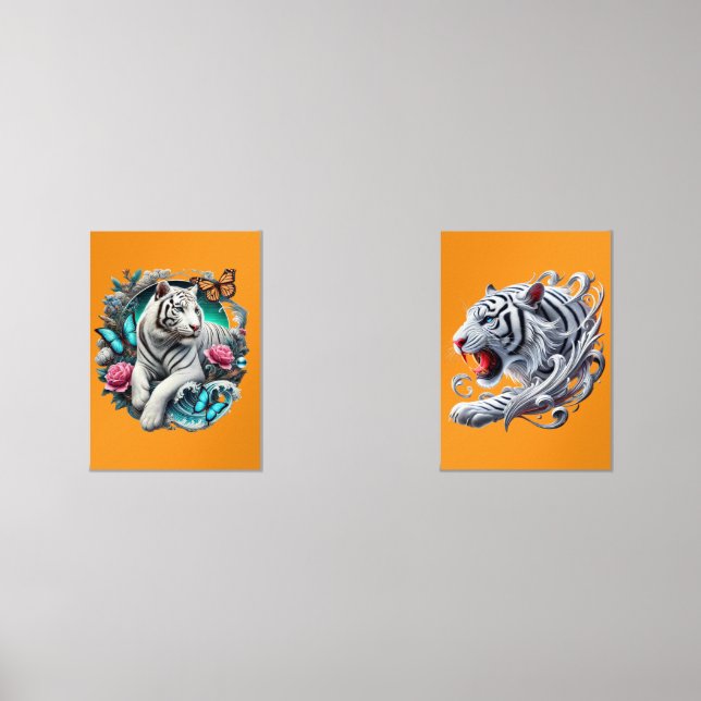 LANDSCAPE WITH TIGER, BUTTERFLIES AND FLOWERS WALL ART SETS (Front)