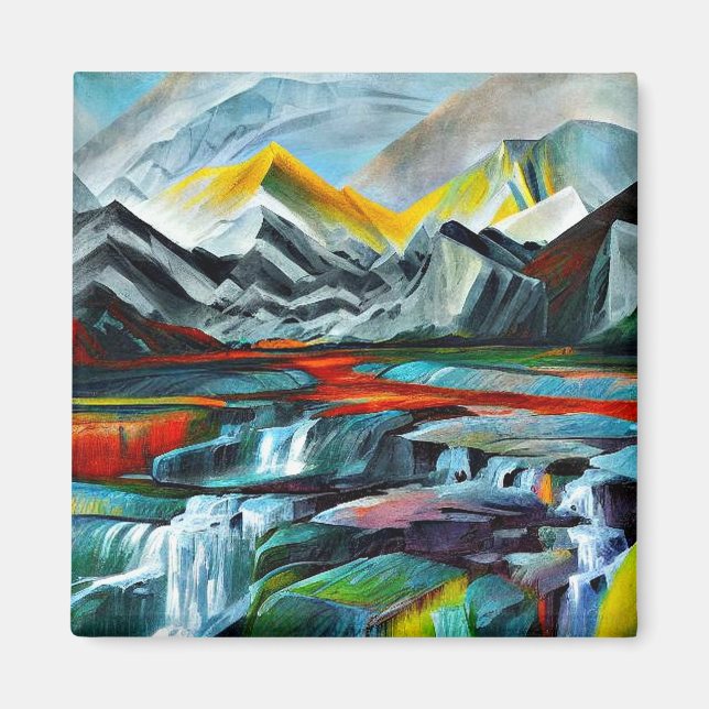 Landscape with waterfall 5 magnet (Front)