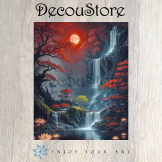 Landscape with Waterfall Decoupage Tissue Paper