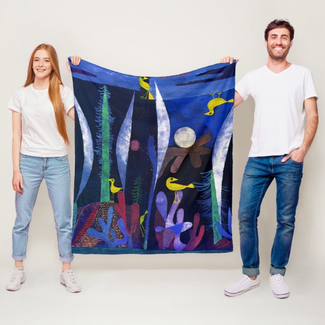 Landscape with Yellow Birds, Paul Klee Fleece Blanket (In Situ)